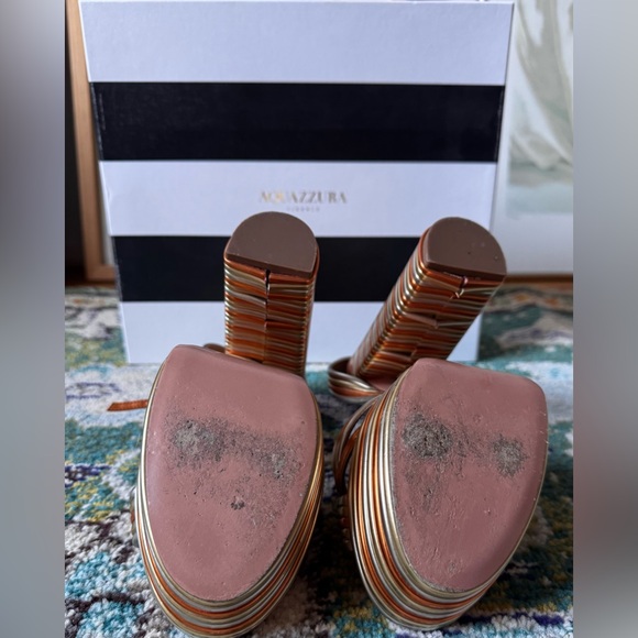 Aquazzura Sundance 140mm platform Metallic Gold and Bronze Heels - Picture 4 of 6